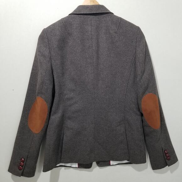 Banana Republic Blazer Womens 8 Brown Wool Blend Jacket Elbow Patches - Picture 2 of 11